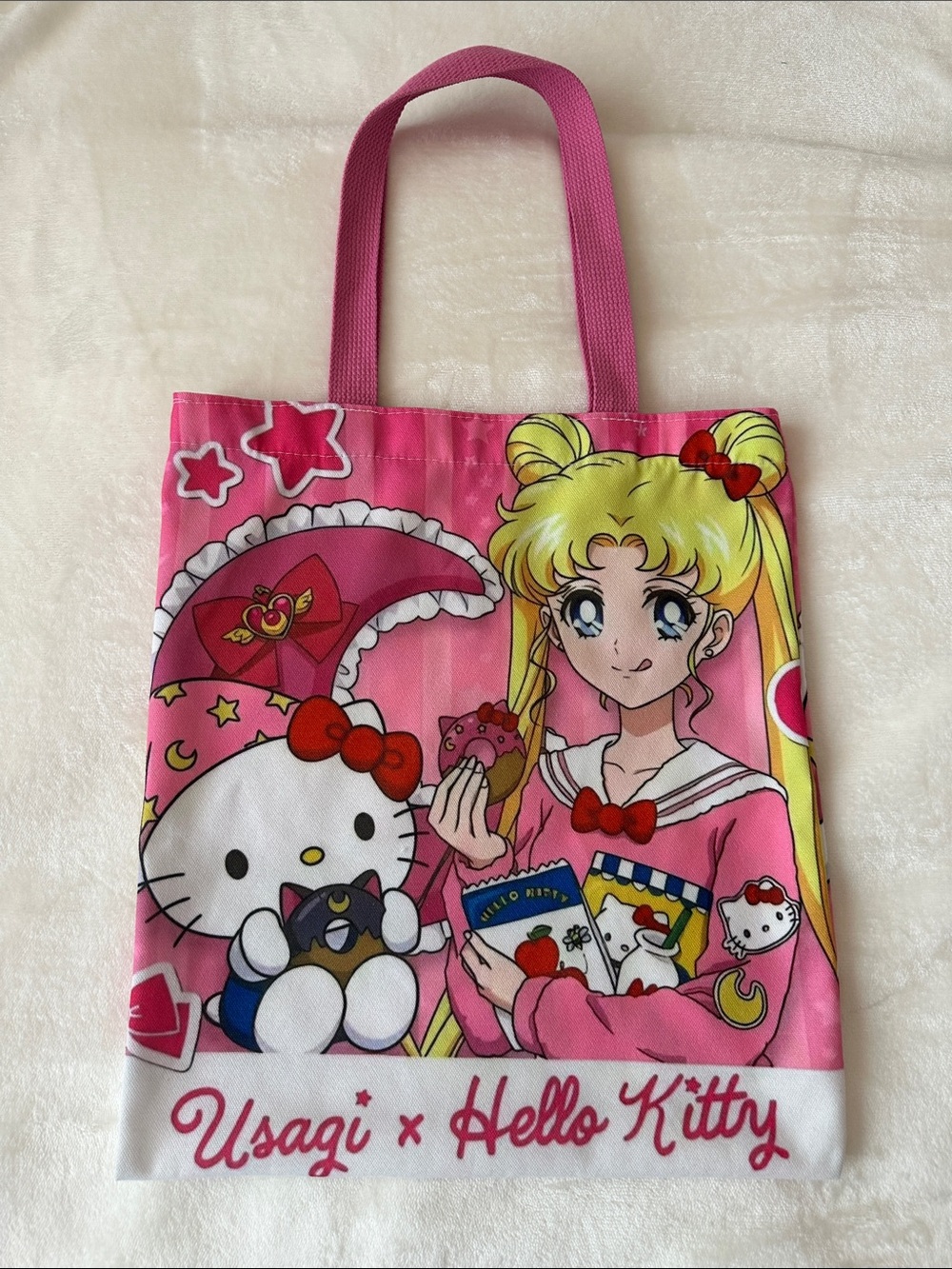 Sailor Moon Usagi x Hello Kitty Pink Tote Bag
